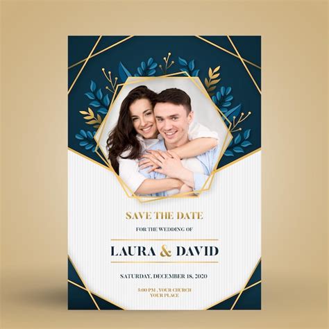 Free Vector Engagement Invitation Template With Photo