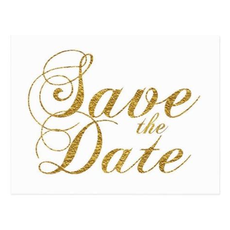 Gold Foil Save The Date Type Wedding Date Postcard Foil