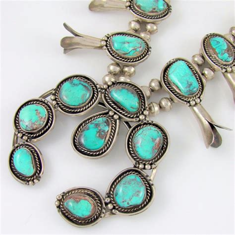 Collectibe Navajo Sterling Silver Bisbee Turquoise Squash Blossom