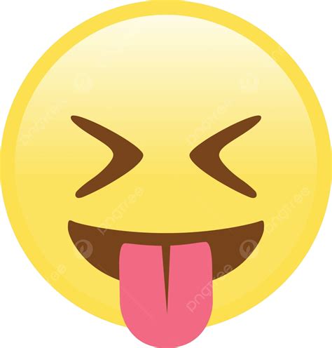 Flat Icon Of A Yellow Smiley Face With A Tongue Out Separated By Vector