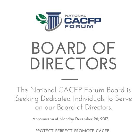 The National Cacfp Forum Is Seeking Dedicated Individuals To Serve On