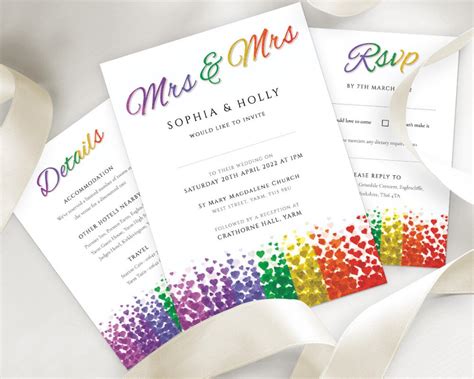 Lesbian Wedding Invitation Set Mrs And Mrs Details Card Rsvp Set Printable Editable Pdf Templates