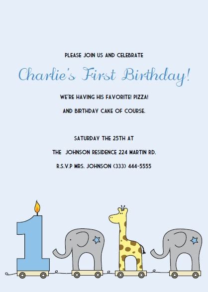 printable st birthday invitations elephant  giraffe