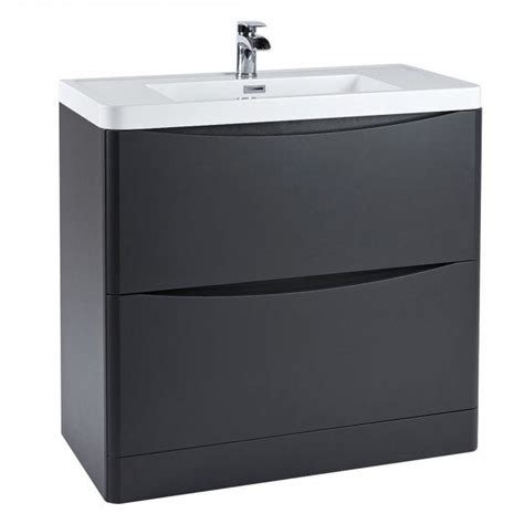 Bella 900mm Vanity Unit And Basin Floor Standing Matt Grey Leeds