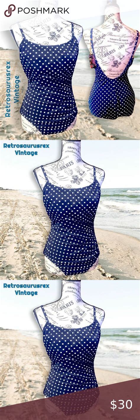 Vintage 90s Sandcastle By Catalina Blue And White Polka Dot Bathing Suit