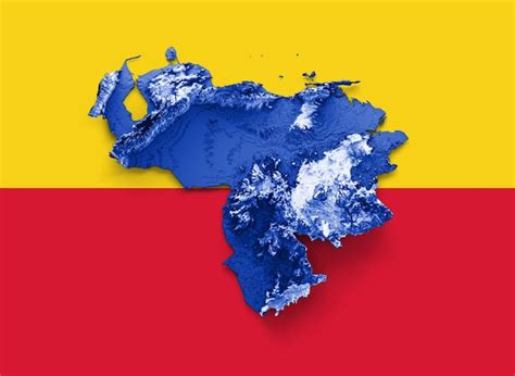 Premium Photo Venezuela Map With The Flag Colors Blue And Red Shaded