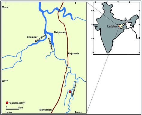 Map Showing The Fossiliferous Locality Near Mahuadanr Latehar
