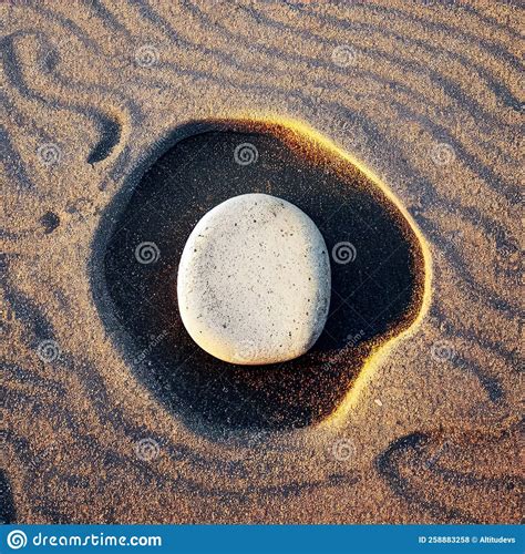 White Stone On Sand As Simplicity Symbol Stock Illustration