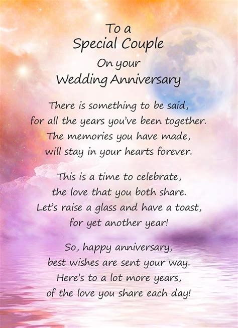 To A Special Couple Wedding Anniversary Poem Verse Greeting Card