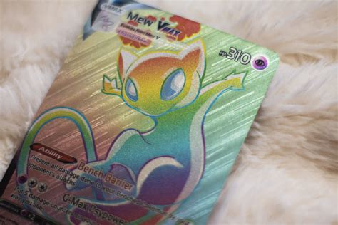 Mew Rainbow Custom Card Textured Glitter Print Fanart Pokemon Etsy Uk