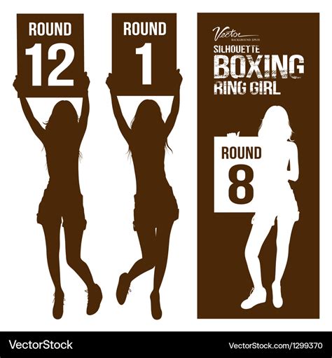 silhouette boxing ring girl holding sign vector image