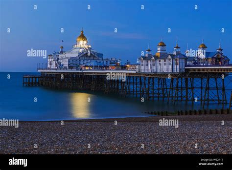 England East Sussex Eastbourne Night View Of Eastbourne Beach And
