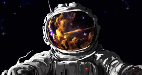 Online Crop Person Wearing Astronaut Gear Painting Artwork Fantasy