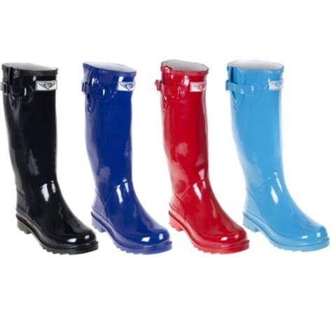 Women Rubber Rain Boots Mid Calf Solid Wellies Waterproof Garden
