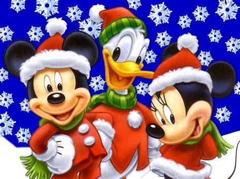 Mickey Minnie And Donald In The Snow Christmas Wallpaper Christmas