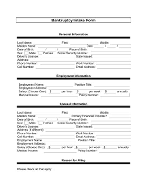 Includes all the legal forms you need! Printable Bankruptcy Intake Form Legal Pleading Template