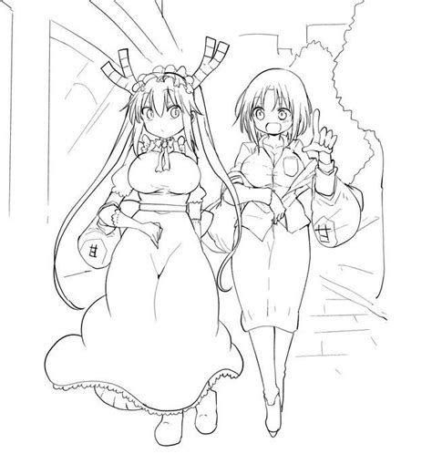 Coloring Pages Anime Maid Dragon