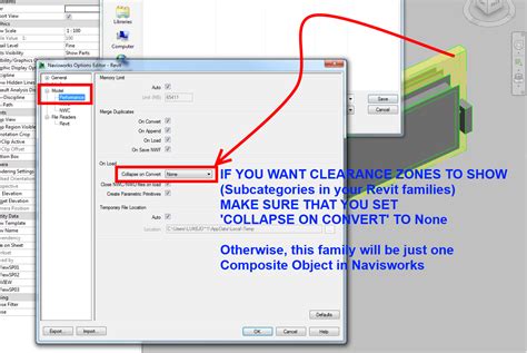 Navisworks Export Collapse On Convert Export Setting For Added