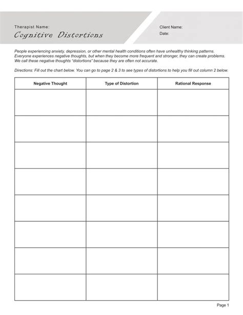 Cognitive Distortions Worksheet Pdf Therapybypro