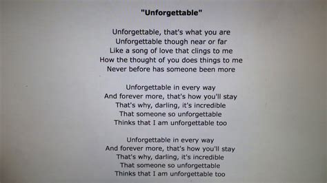 unforgettable lyrics