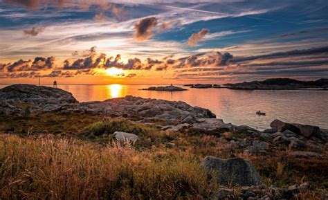 Norway Scenery Sunrises And Sunsets Coast Stones Clouds Rogaland Nature