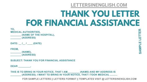 Thank You Letter For Financial Assistance For Medical Bills Sample