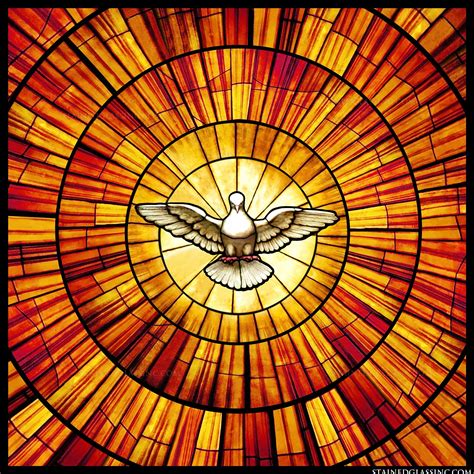 Dove Burst Religious Stained Glass Window