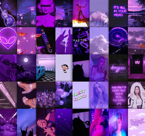 Purple Aesthetic Wall Collage Kit Digital No Images Mailed Etsy