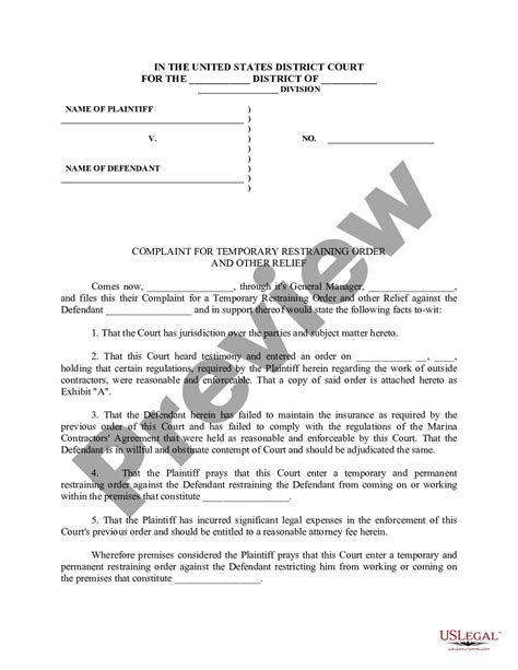 Chicago Illinois Sample Complaint For Temporary Restraining Order To Prevent Contractor From