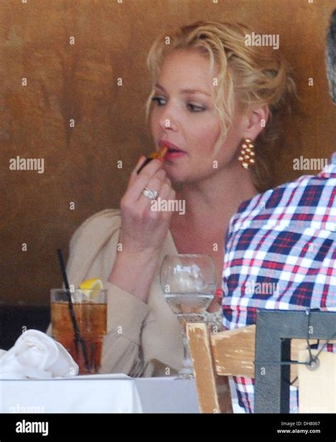 Katherine Heigl Applies Lipstick During Lunch At Il Pastio Restaurant