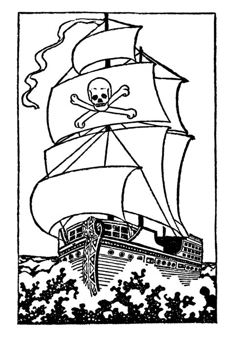 Black And White Clip Art Pirate Ship The Graphics Fairy