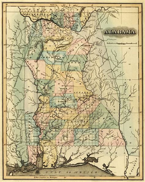 Print Alabama 1826 Panoramic Map Panoramic Map Old Map