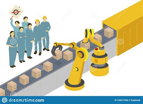 Machines Vs Humans Stock Illustration Illustration Of Factory 128517360