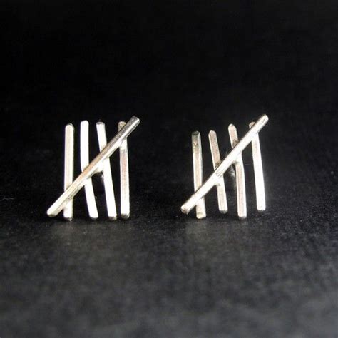 Tally Mark Earrings Sterling Silver Posts Five And Ten Etsy Sterling