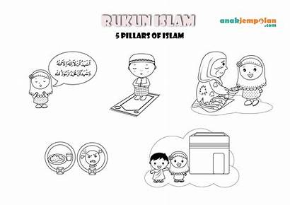 Islam Pillars Coloring Mewarnai Islamic Islami Rukun
