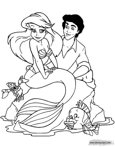 Coloring Page Of Ariel Eric Flounder And Sebastian Thelittlemermaid