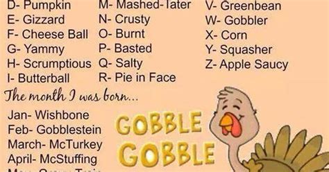 Such an american creature, the turkey. Your Thanksgiving Turkey name is..... | Funny and/or fun ...