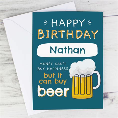 Personalised Personalised Happy Birthday Money Can Buy Beer Card Uk
