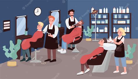 Premium Vector Barbershop Flat Color Illustration Barber Service