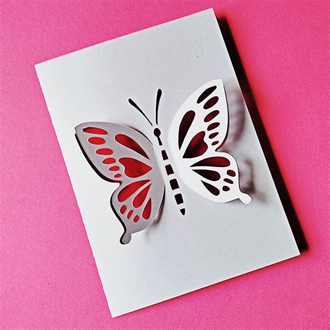 3d Butterfly Card Svg Templates Pop Up Folding Card Dxf Etsy