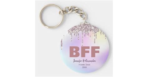 Bff Purple Rose Gold Glitter Dripping Best Friends Keychain