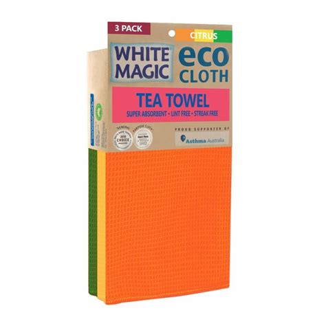 White Magic Eco Cloth Citrus Tea Towel Set 3pc Kitchen Cleaning
