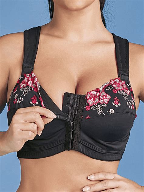 Plus Size G Cup Front Closure Embroidery Wireless Full Coverage Bras