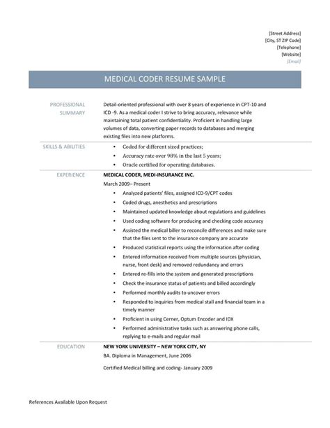 You can follow the format of your resume in terms of font style and design. Medical Coder Resume Samples Templates and Job ...