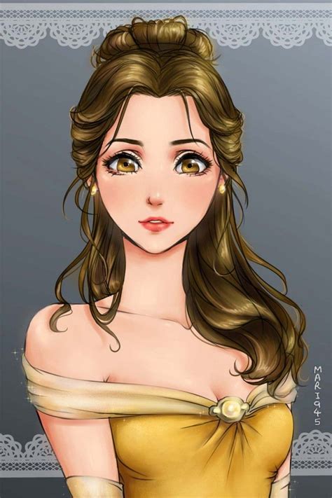 Disney Ilustracao Princesas Retratos Animes 007 Disney Belle Anime Disney Princess Anime