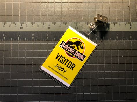 Jurassic Park Visitor Id Badge Yellow Etsy Australia