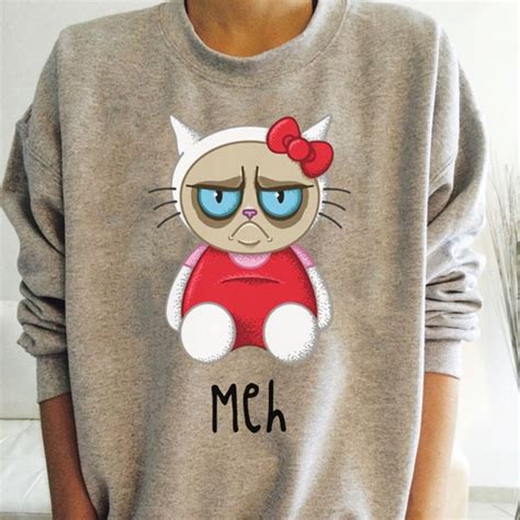Meh Cat Sweatshirt Funny Cat Sweatshirt Lovely Cat Etsy