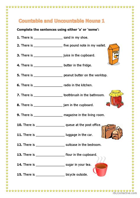Countable Uncountable Worksheet Nouns Uncountable Nouns Worksheets