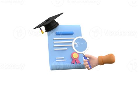 Hand Hold Magnifying Glass Mortarboard Hat And Diploma 10916736 Png