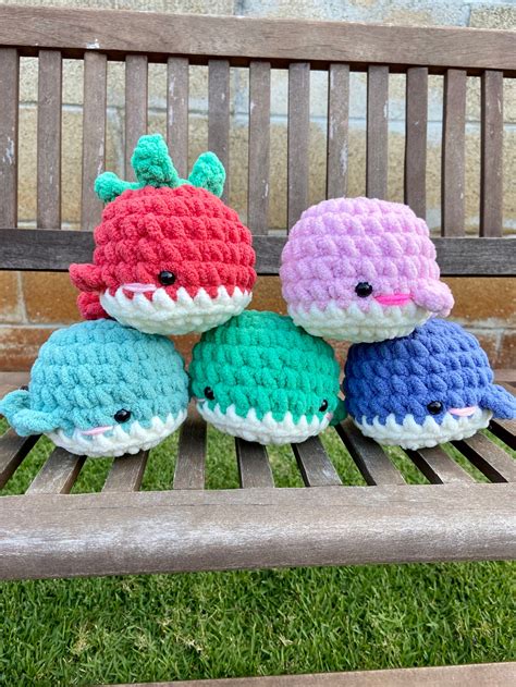 Cute Chunky Crochet 5 Whale Amigurumi Stuffed Animal Plush Etsy